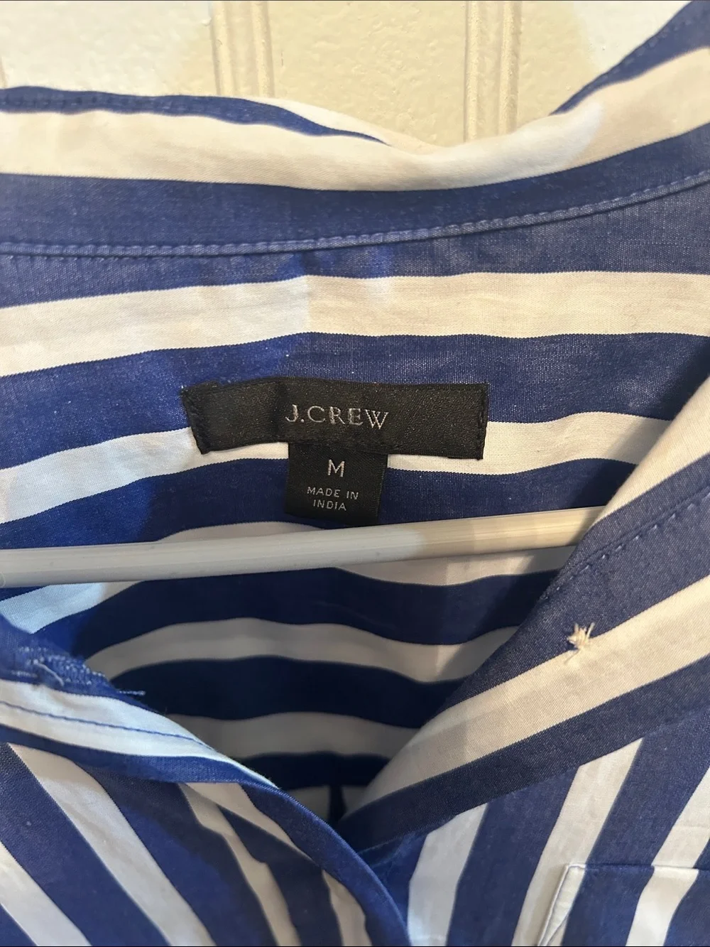 J. Crew Blue and White Striped Button-Up Shirt Dress